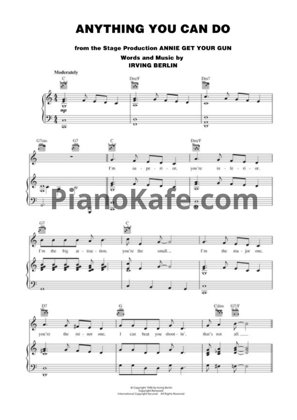 Ноты Irving Berlin - Anything you can do - PianoKafe.com