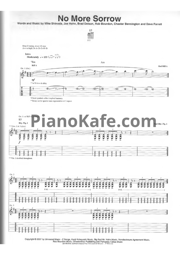 Ноты Linkin Park - No more sorrow (Версия 2) - PianoKafe.com
