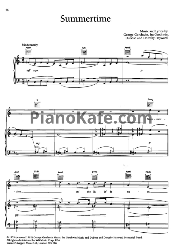 Ноты Ella Fitzgerald - Summertime - PianoKafe.com