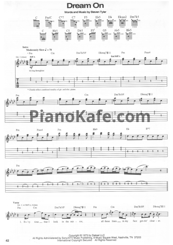 Ноты Aerosmith - Dream on (Версия 2) - PianoKafe.com