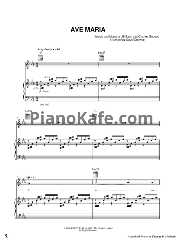 Ноты И. Бах - Аве Мария - PianoKafe.com