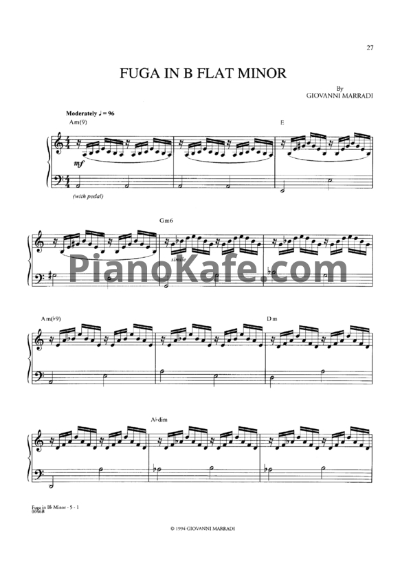 Ноты Giovanni Marradi - Fuga in B flat minor - PianoKafe.com