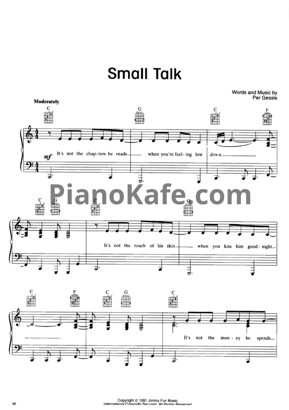 Ноты Roxette - Small talk - PianoKafe.com
