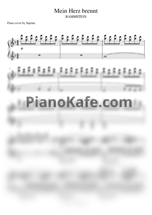 Ноты Rammstein - Mein Herz Brennt (Версия 2) - PianoKafe.com