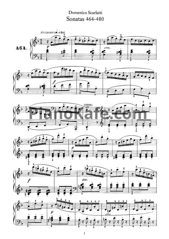 Ноты Д. Скарлатти - Соната ре минор (L464) - PianoKafe.com