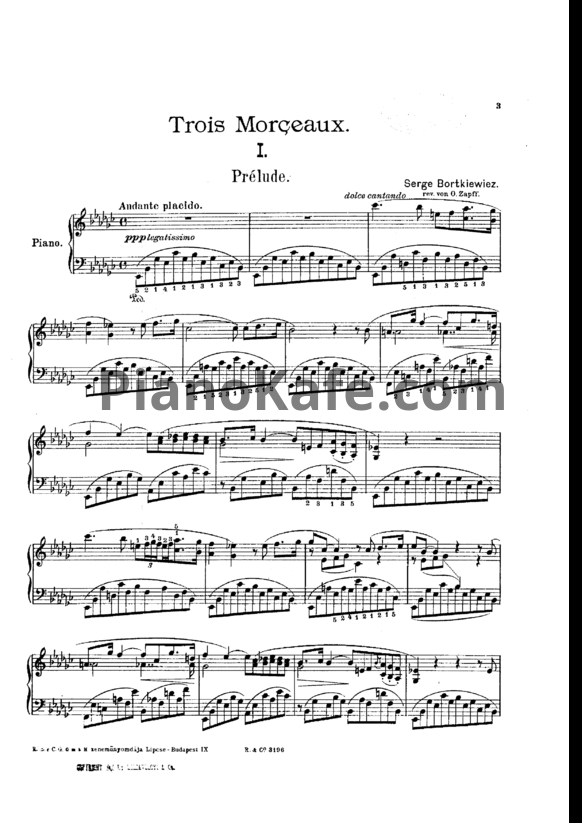 Ноты С. Борткевич - Три фрагмента (Op. 6) - PianoKafe.com