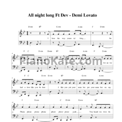 Ноты Demi Lovato - All night long - предпросмотр