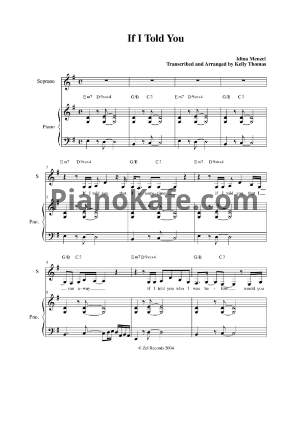Ноты Idina Menzel - If I Told You - PianoKafe.com