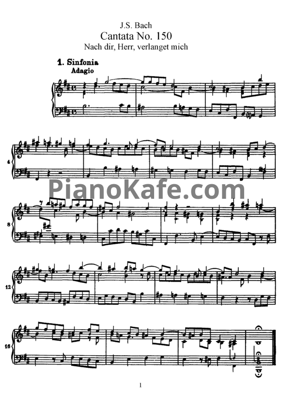 Ноты И. Бах - Кантата №150 "Nach dir, Herr, verlanget mich" (BWV 150) - PianoKafe.com