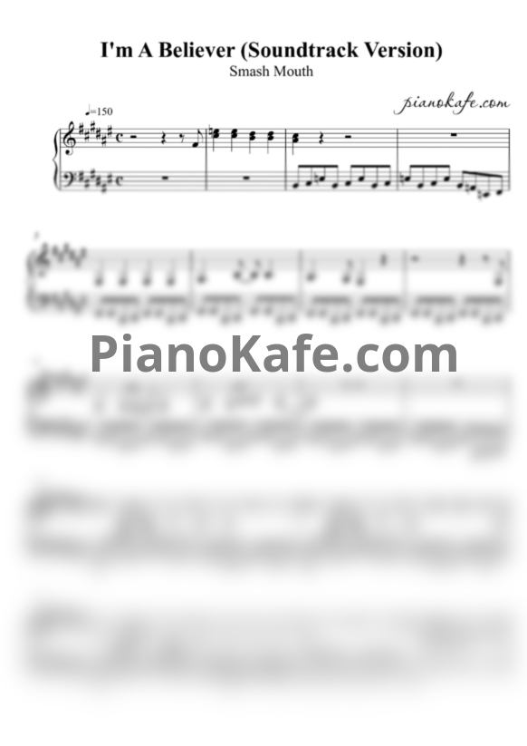 Ноты Smash Mouth - I'm A Believer (Soundtrack Version) - PianoKafe.com