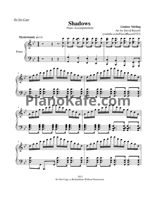 Ноты Lindsey Stirling - Shadows - PianoKafe.com