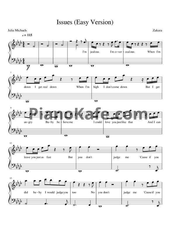 Ноты Julia Michaels - Issues - PianoKafe.com