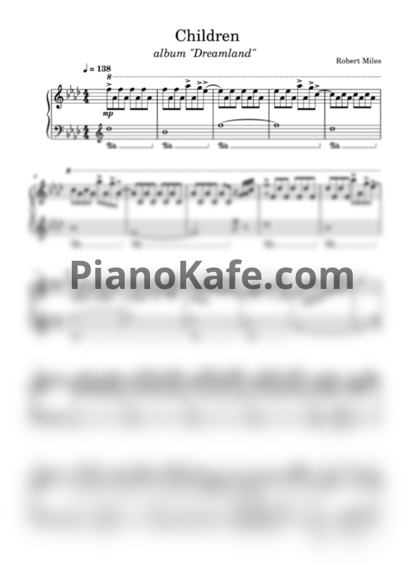 Ноты Robert Miles - Children (Play the piano cover) - PianoKafe.com