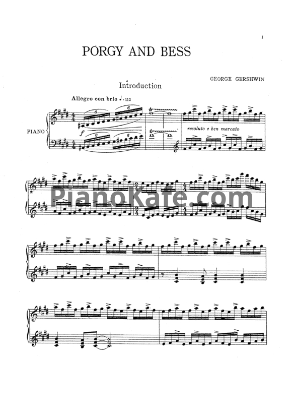 Ноты George Gershwin - Порги и Бесс (Клавир) - PianoKafe.com