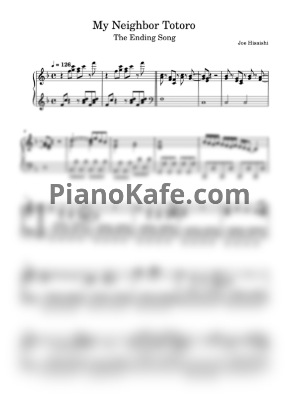 Ноты Joe Hisaishi - The ending song (My neighbor Totoro OST) - PianoKafe.com