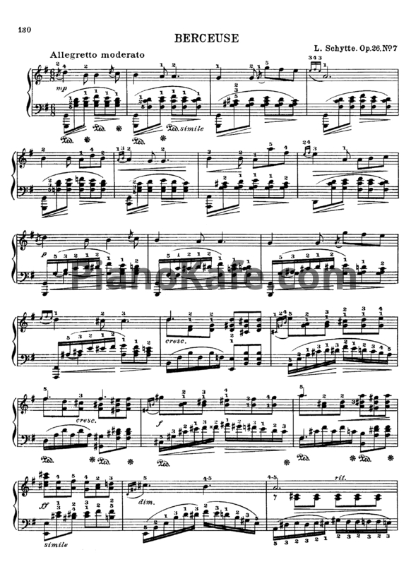 Ноты Людвиг Шитте - Berceuse (Op. 26, No. 7) - PianoKafe.com