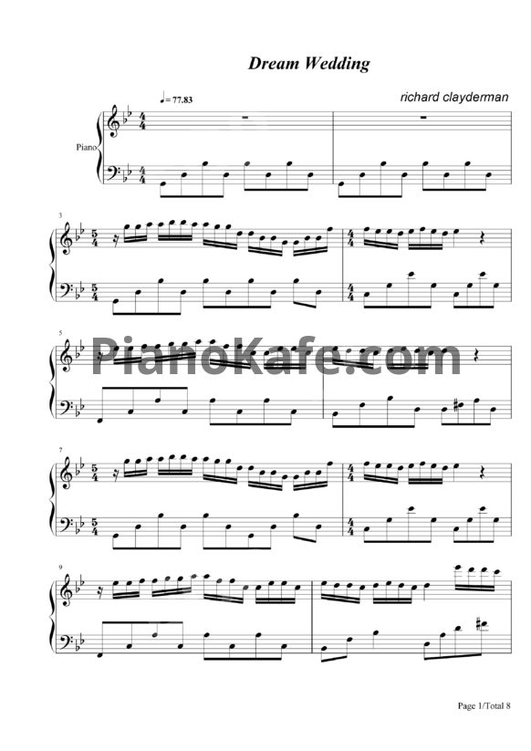 Ноты Richard Clayderman - Dream wedding - PianoKafe.com