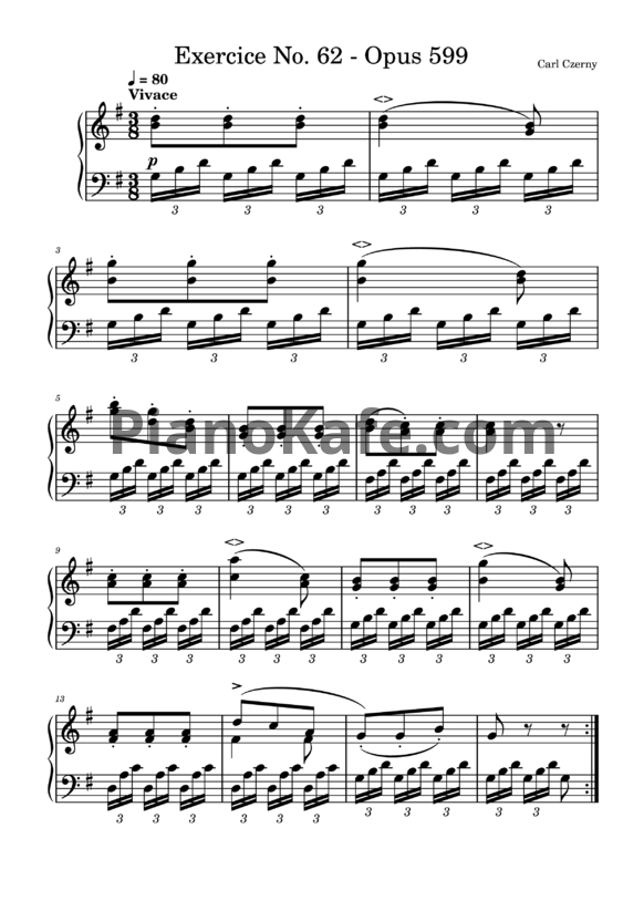 Ноты Карл Черни - Practical exercises for beginners (Op. 599, №62) - PianoKafe.com