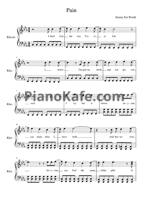 Ноты Jimmy Eat World - Pain - PianoKafe.com