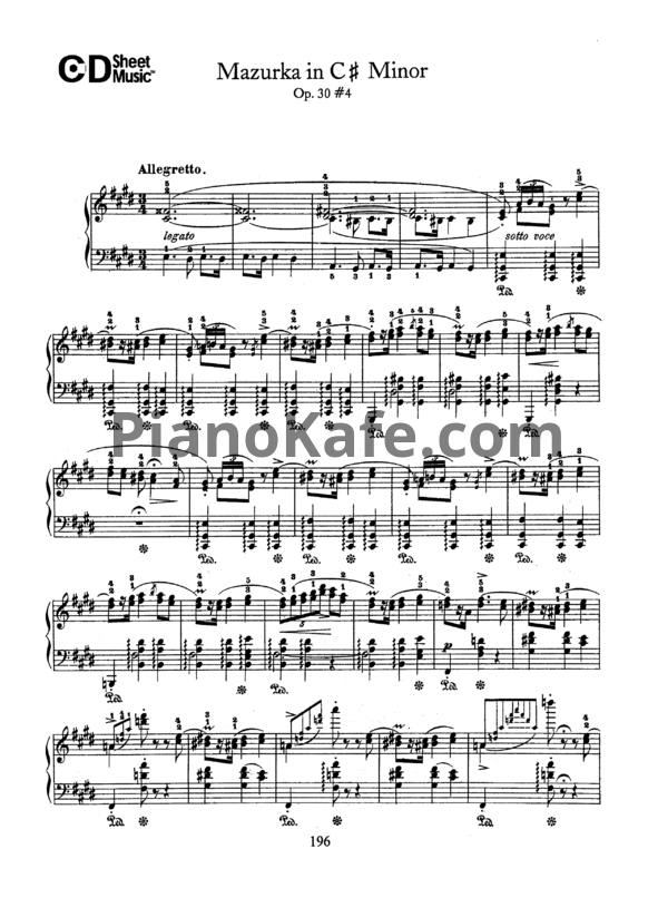 Ноты Фредерик Шопен - Мазурка до-диез минор (Op. 30, №4) - PianoKafe.com