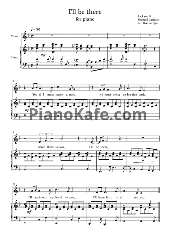 Ноты Jackson 5 - I'll be there (arr. Ruden Ilya) - PianoKafe.com