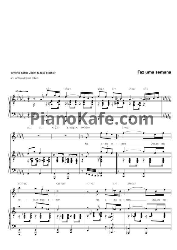 Ноты Antonio Carlos Jobim - Faz uma semana - PianoKafe.com