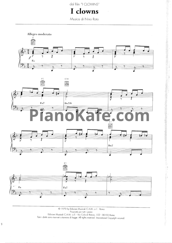 Ноты Nino Rota - I clowns - PianoKafe.com