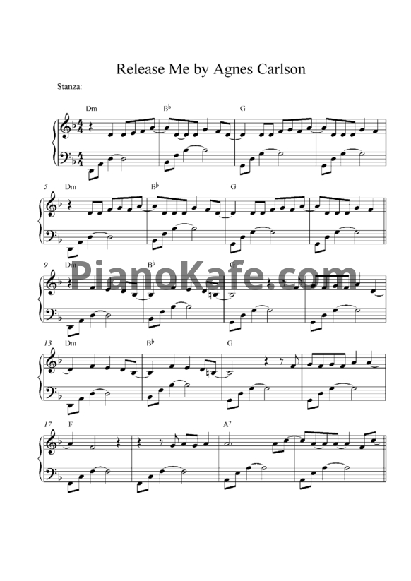 Ноты Agnes Carlsson - Release me - PianoKafe.com