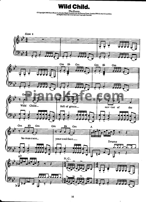 Ноты The Doors - Wild child (Piano solo) - PianoKafe.com