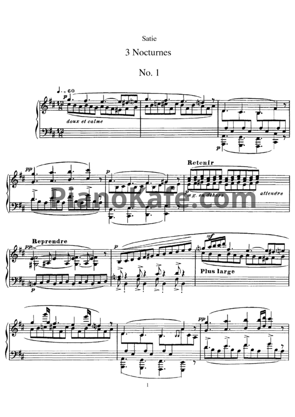 Ноты Erik Satie - 3 nocturnes - PianoKafe.com