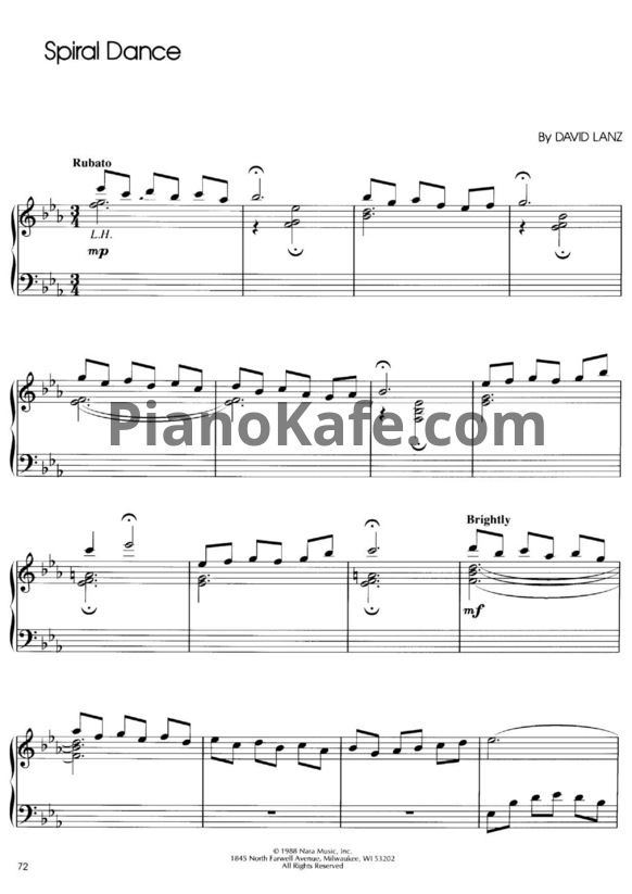 Ноты David Lanz - Spiral dance - PianoKafe.com