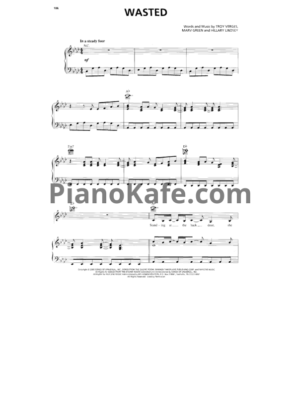 Ноты Carrie Underwood - Wasted - PianoKafe.com