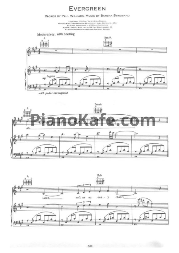 Ноты Barbara Streisand - Evergreen - PianoKafe.com