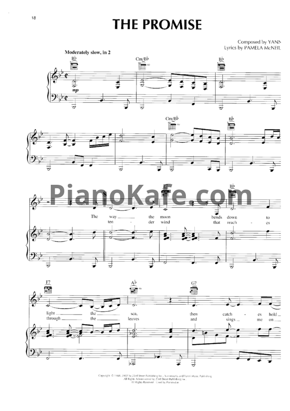 Ноты Yanni - The promise - PianoKafe.com