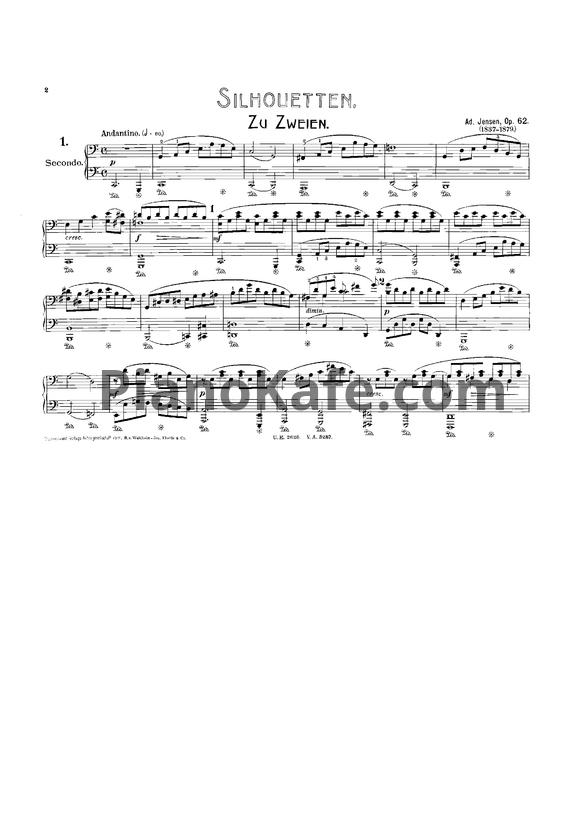 Ноты А. Йенсен - Силуэты. 6 пьесы для фортепиано в 4 руки (Op. 62) - PianoKafe.com