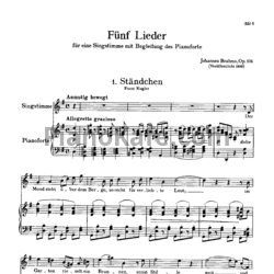 Ноты И. Брамс - Пять песен (op. 106) - предпросмотр