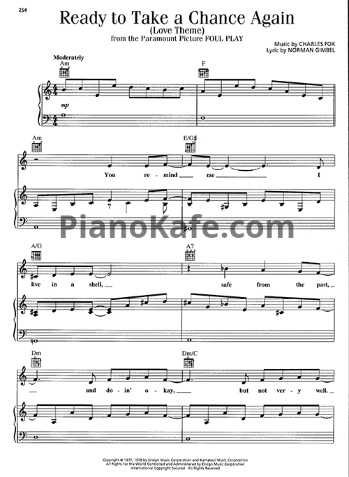 Ноты Barry Manilow - Ready to take a chance again - PianoKafe.com