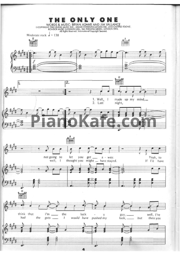 Ноты Bryan Adams - Best Of (Книга нот) - PianoKafe.com
