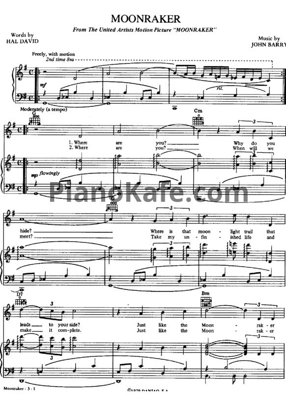 Ноты John Barry - Moonraker - PianoKafe.com