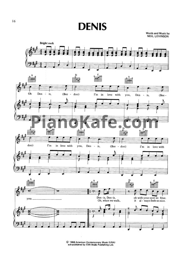 Ноты Blondie - Denis - PianoKafe.com