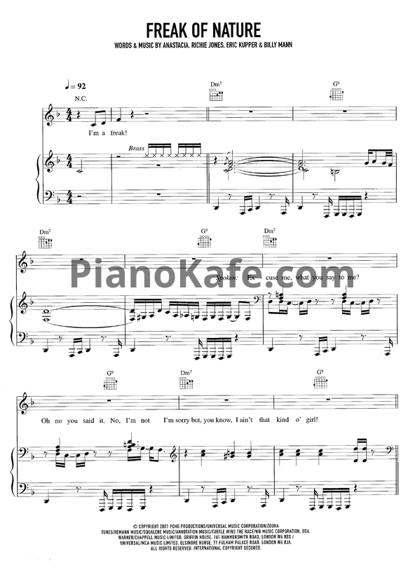 Ноты Anastacia - Freak of nature (Книга нот) - PianoKafe.com