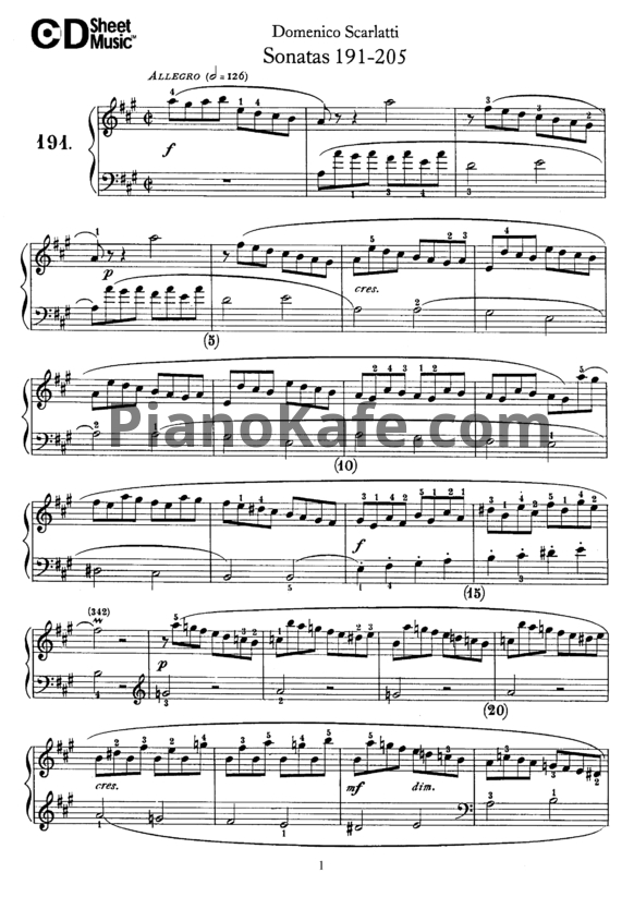 Ноты Д. Скарлатти - Сонаты 191-205 - PianoKafe.com