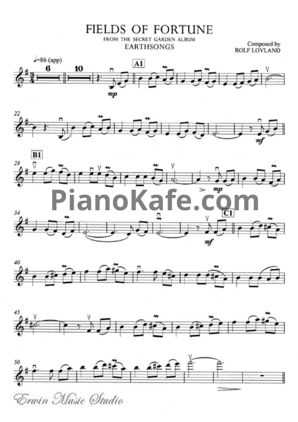 Ноты Secret Garden - Fields Of Fortume (для пианино и скрипки) - PianoKafe.com