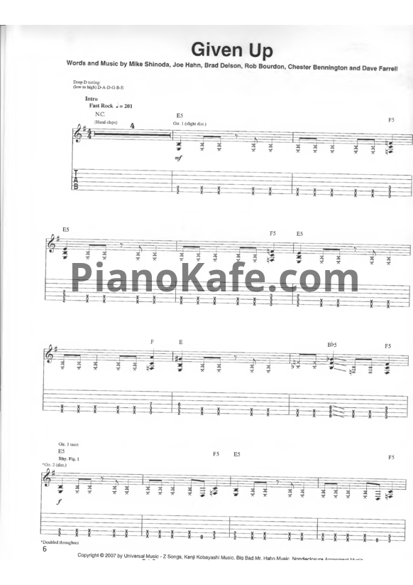 Ноты Linkin Park - Given up (Версия 2) - PianoKafe.com