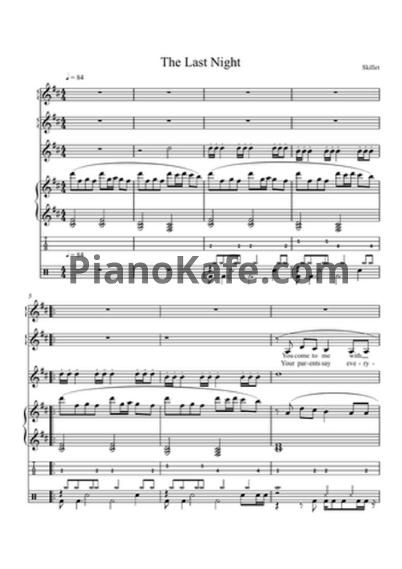 Ноты Skillet - The last night - PianoKafe.com