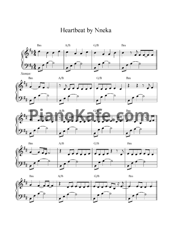 Ноты Nneka - Heartbeat - PianoKafe.com