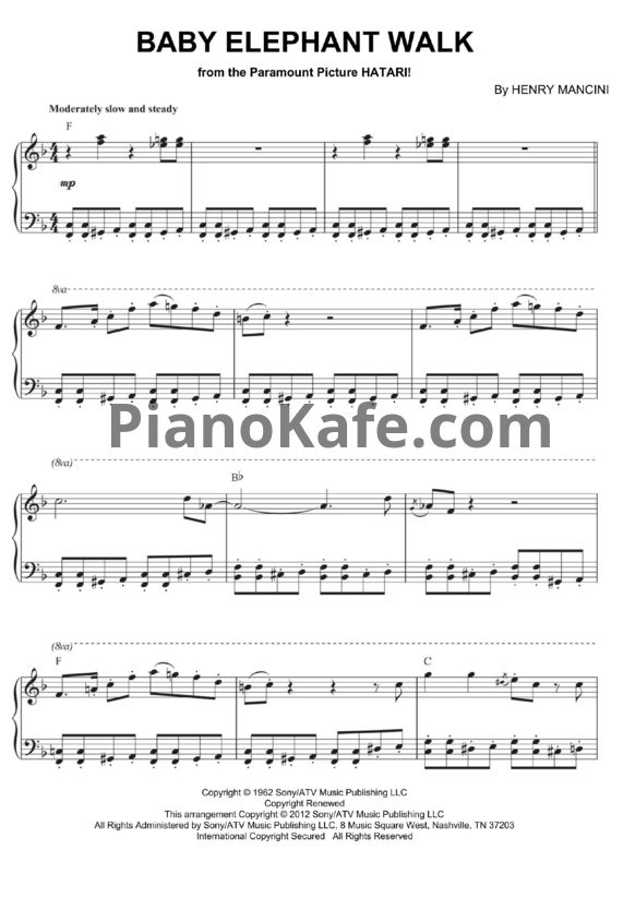 Ноты Henry Mancini - Baby elephant walk - PianoKafe.com