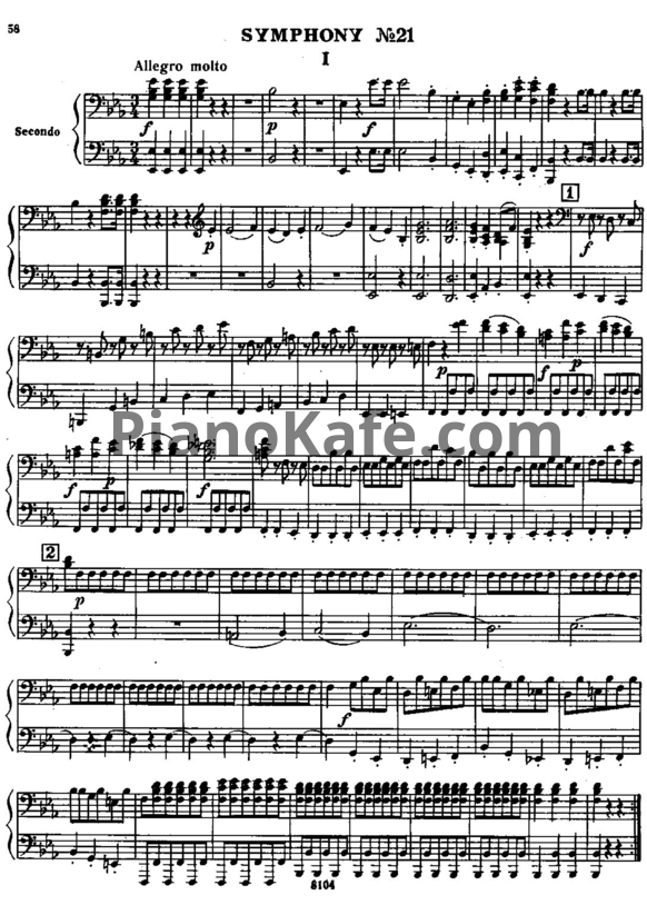 Ноты Йозеф Гайдн - Симфония №21 (для фортепиано в 4 руки) - PianoKafe.com
