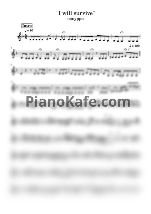 Ноты Gloria Gaynor - I will survive (Попурри) - PianoKafe.com