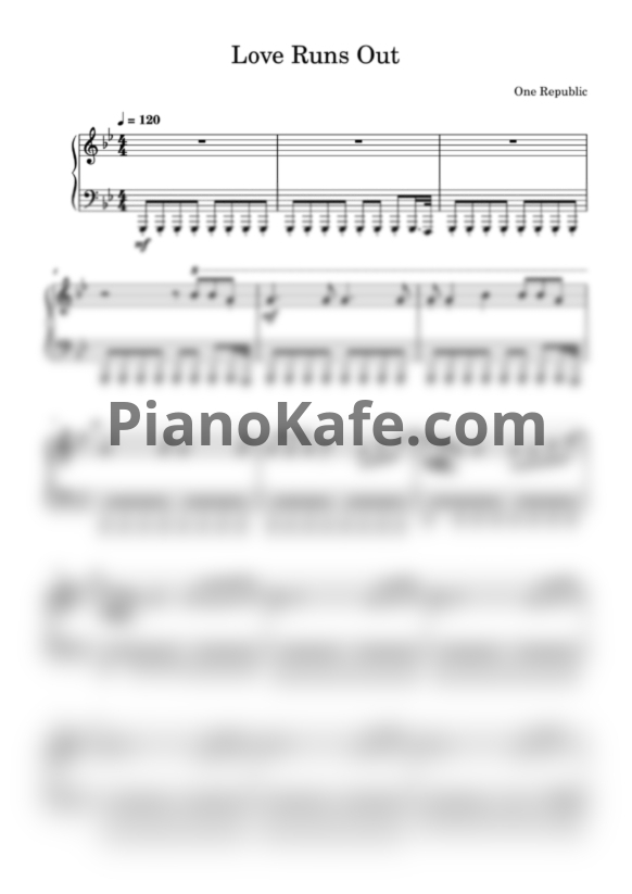 Ноты OneRepublic - Love runs out (Piano cover) - PianoKafe.com